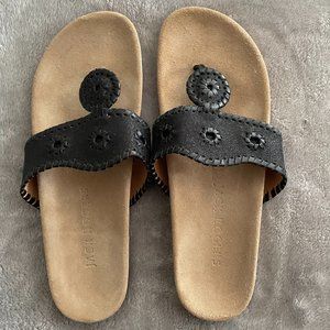 Comfort Jacks, Jack Rogers, Black with Black Whipstitching, EUC